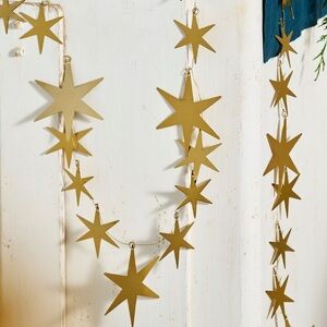 Anthropologie Gold Holiday Star Garland